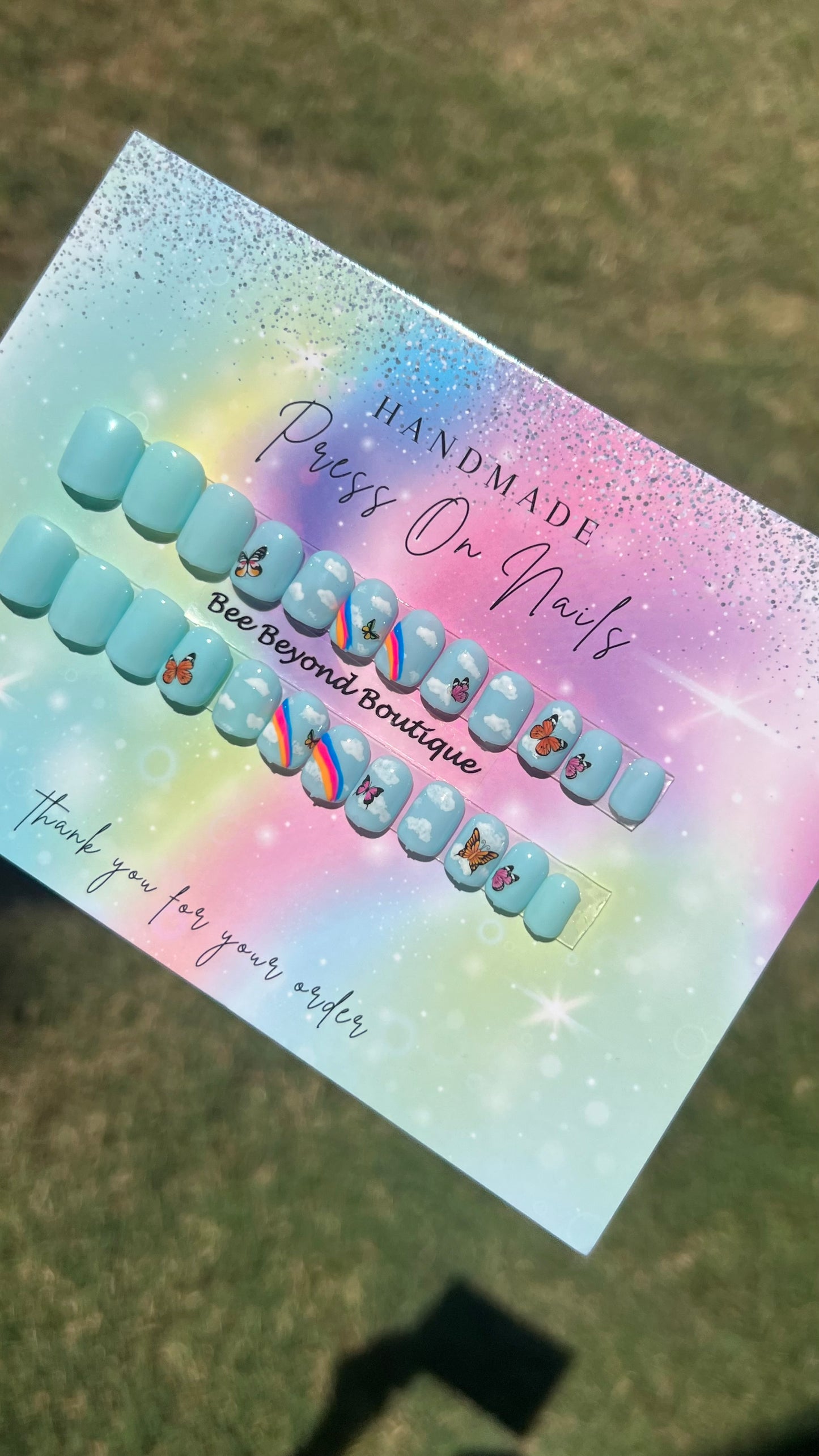 Rainbow in the Sky Busy Bee Kids Nails