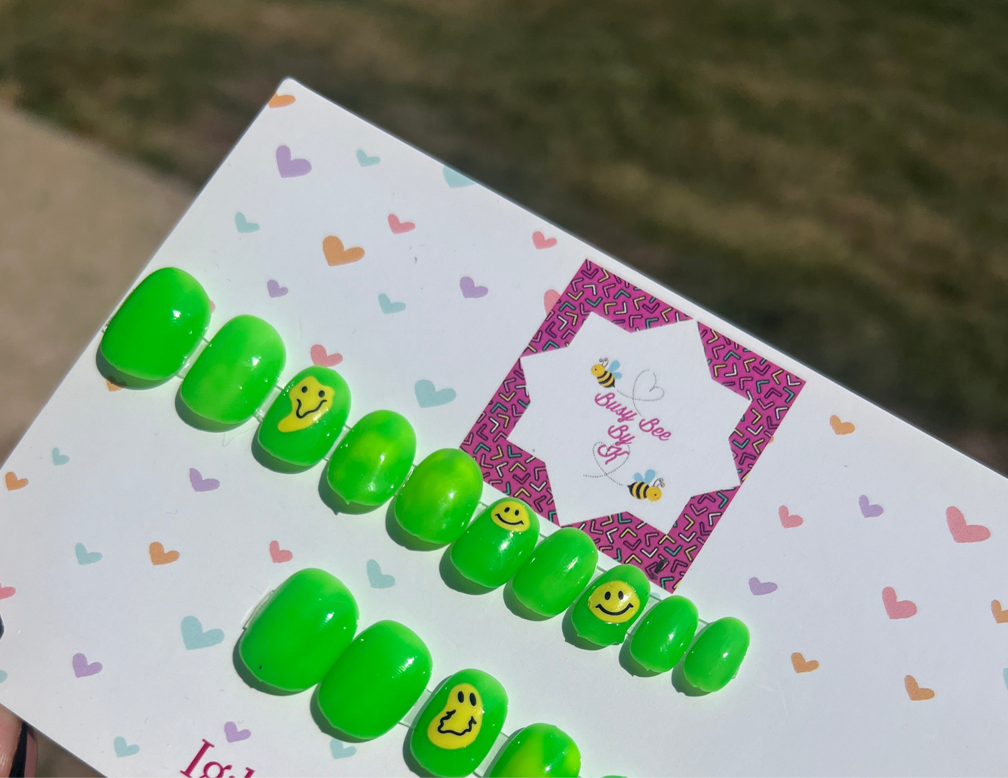 Smily Face Busy Bee Kids Nails