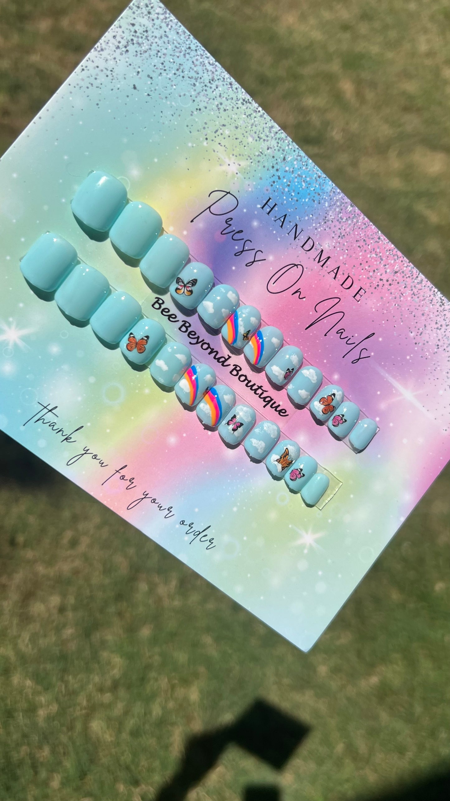 Rainbow in the Sky Busy Bee Kids Nails