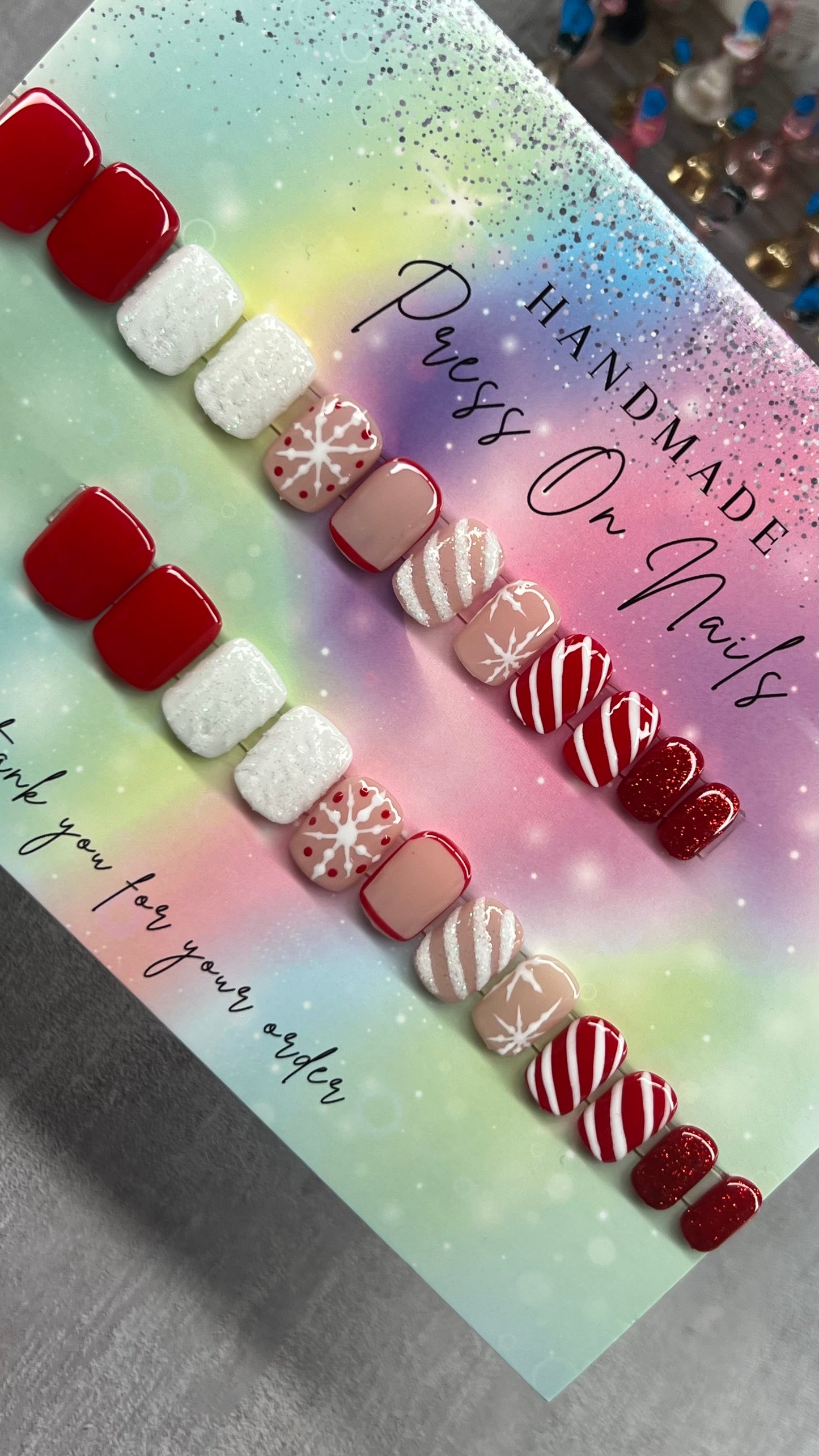 Candy Cane Lane   Press on Nails