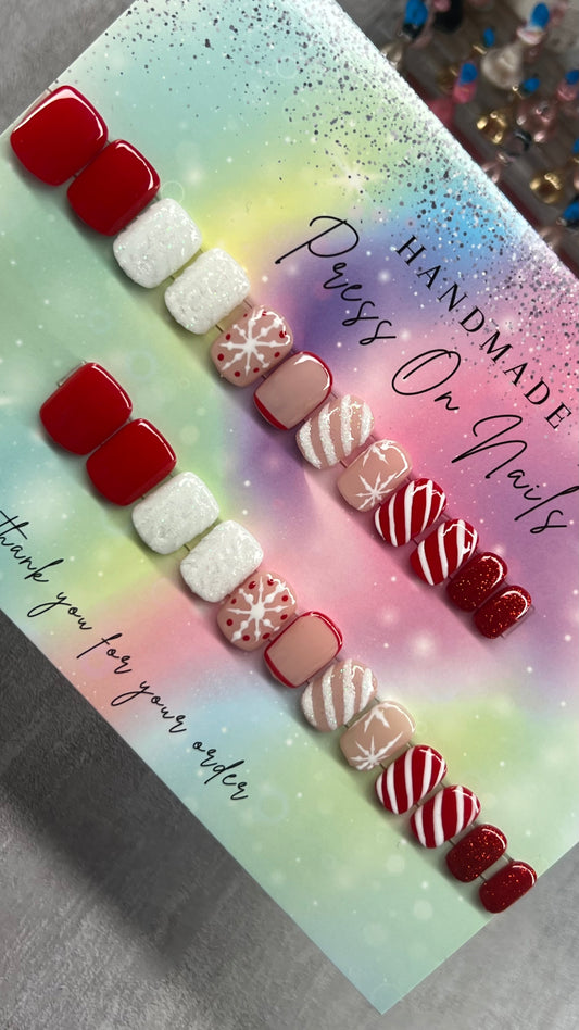 Candy Cane Lane   Press on Nails