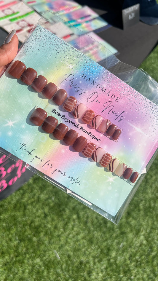 Chocolate Swirl press on nails