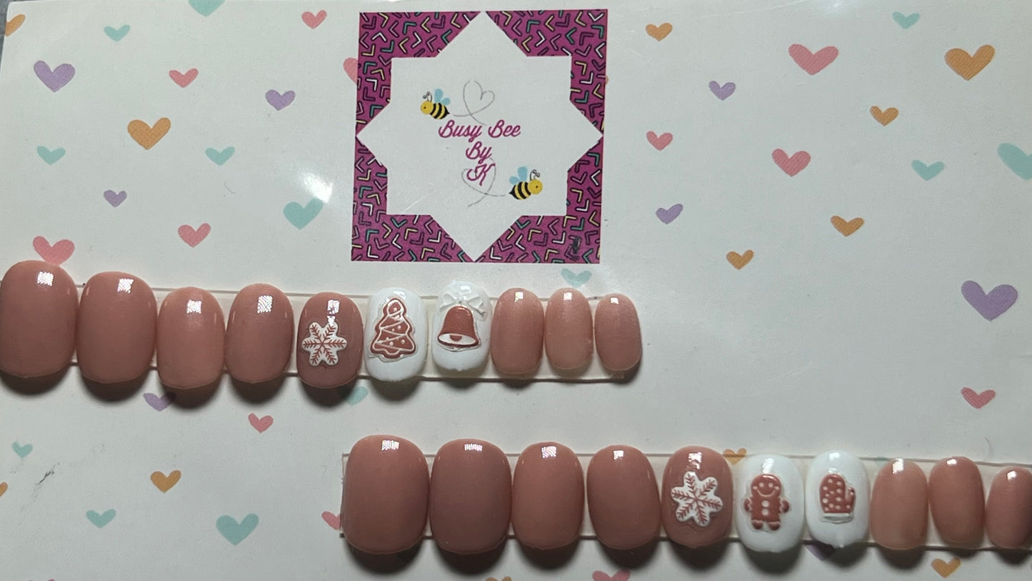 Gingerbread Tree Kids press on nails