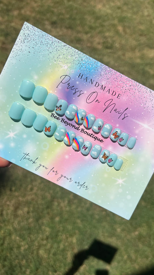 Rainbow in the Sky Busy Bee Kids Nails