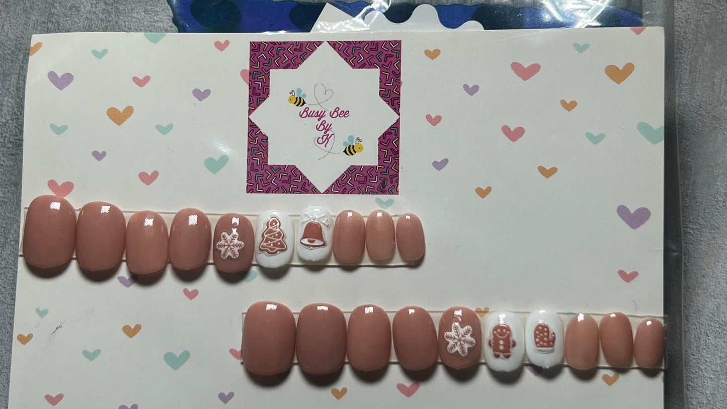Gingerbread Tree Kids press on nails