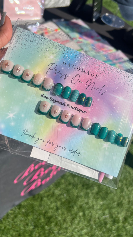 Forest Green Press on Nails