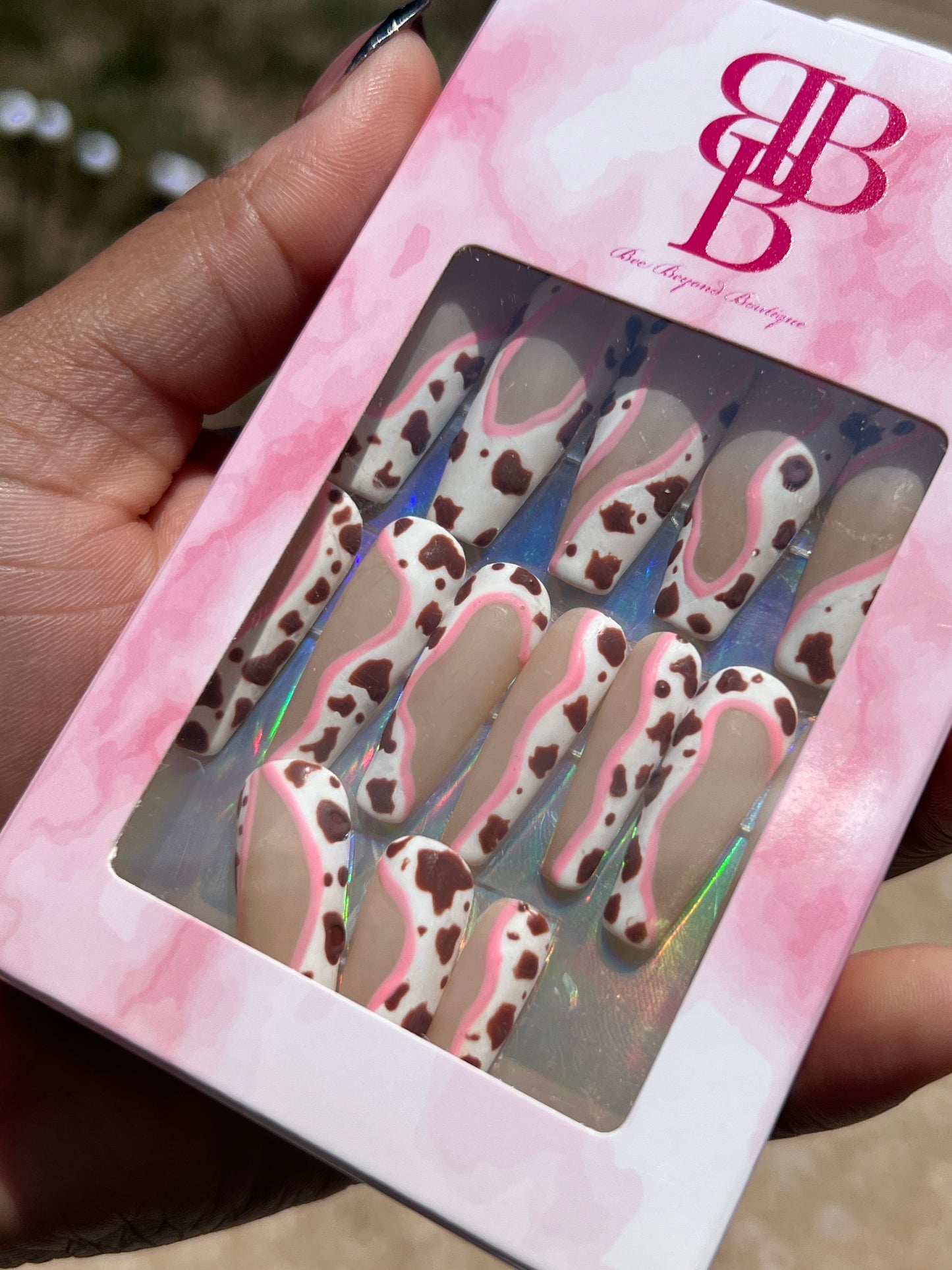 Pink Cow Girl Press On Nails