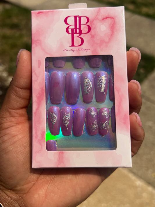 Purple Butterfly  Press on Nails