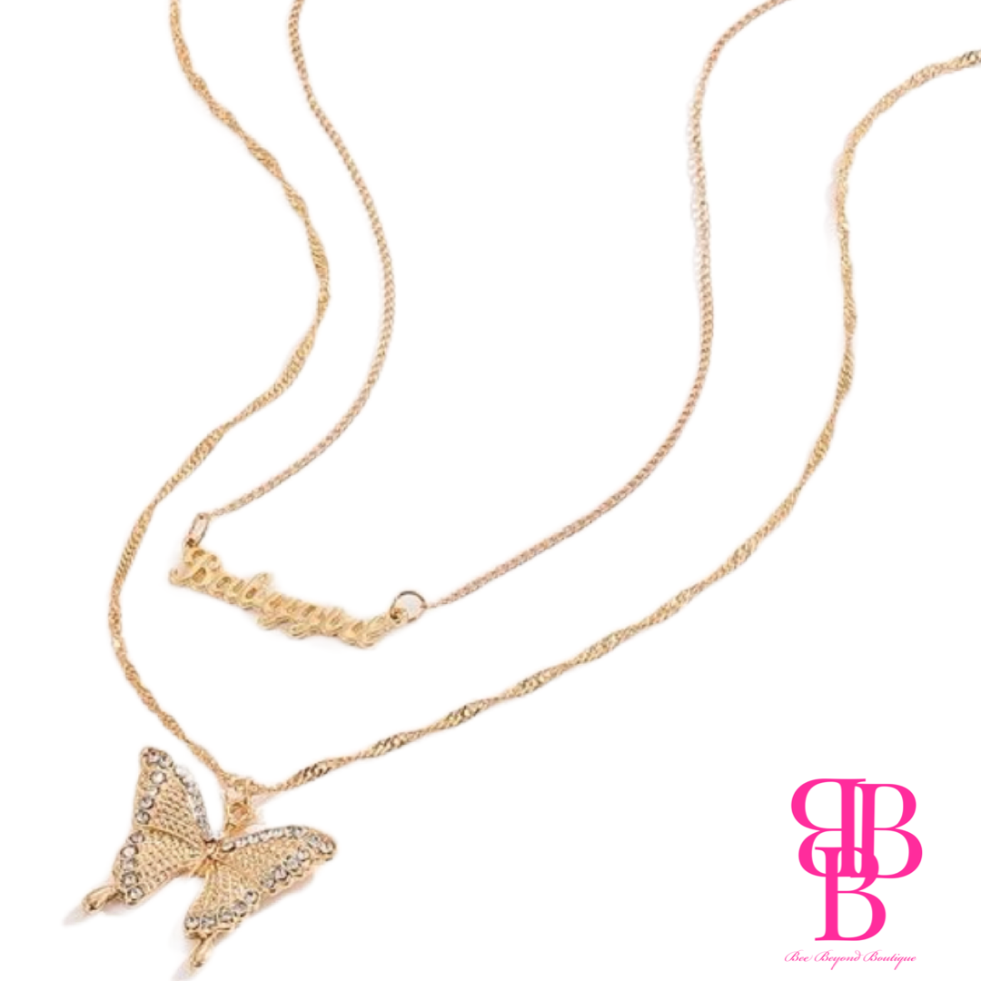 Gold Butterfly Charm Necklace