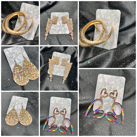 Heart Rainbow/ Snake/ Lighting Bolt/ Glitter Drop Earrings