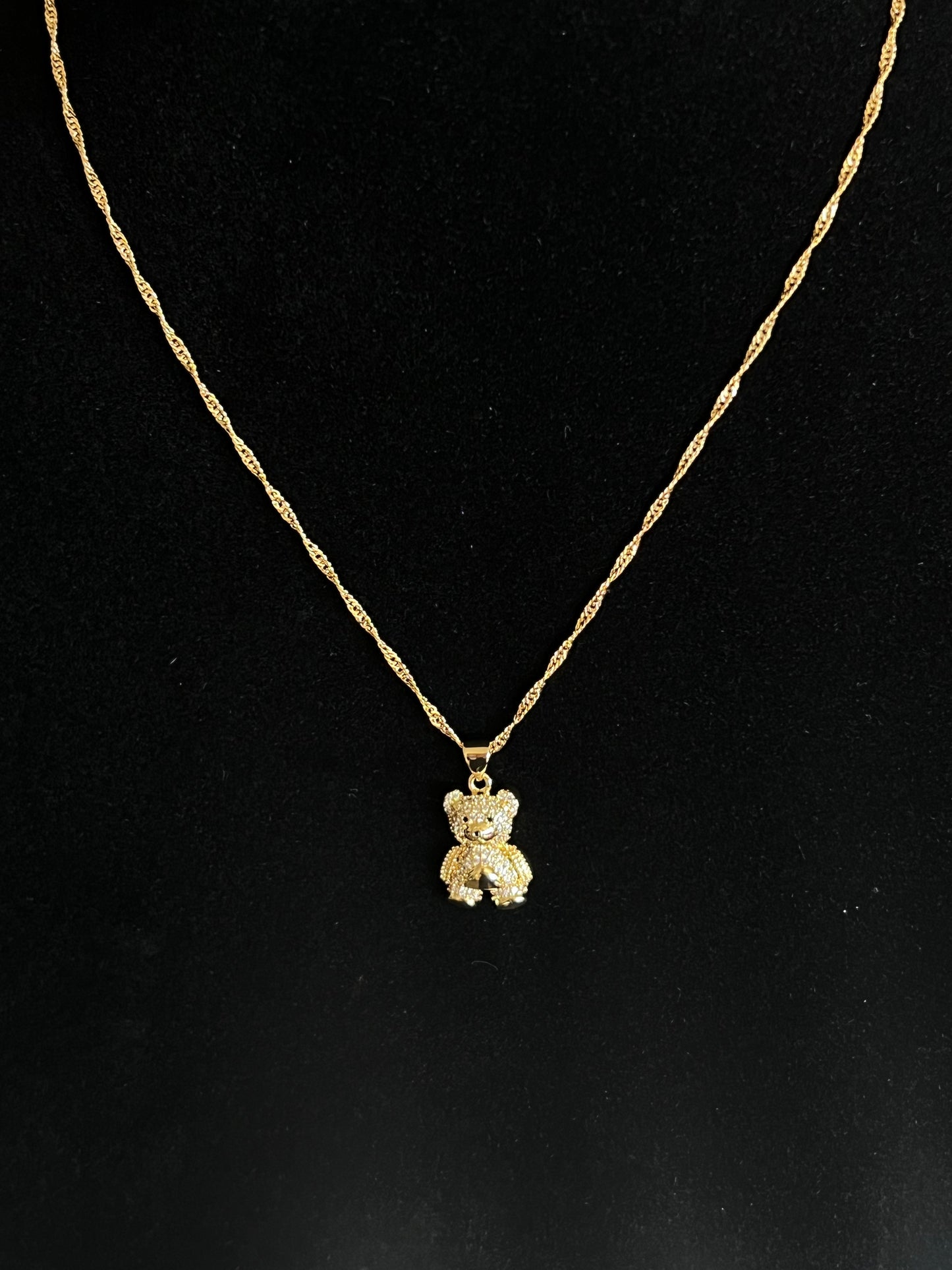 Gold Bear Charm Necklace