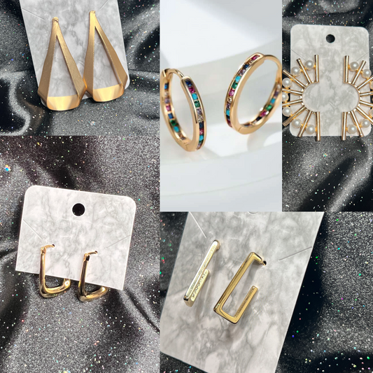 Pearl Drop/  Gold Drop/ Mini Rainbow Hoops/ Square Hoops/ Geometric hoops