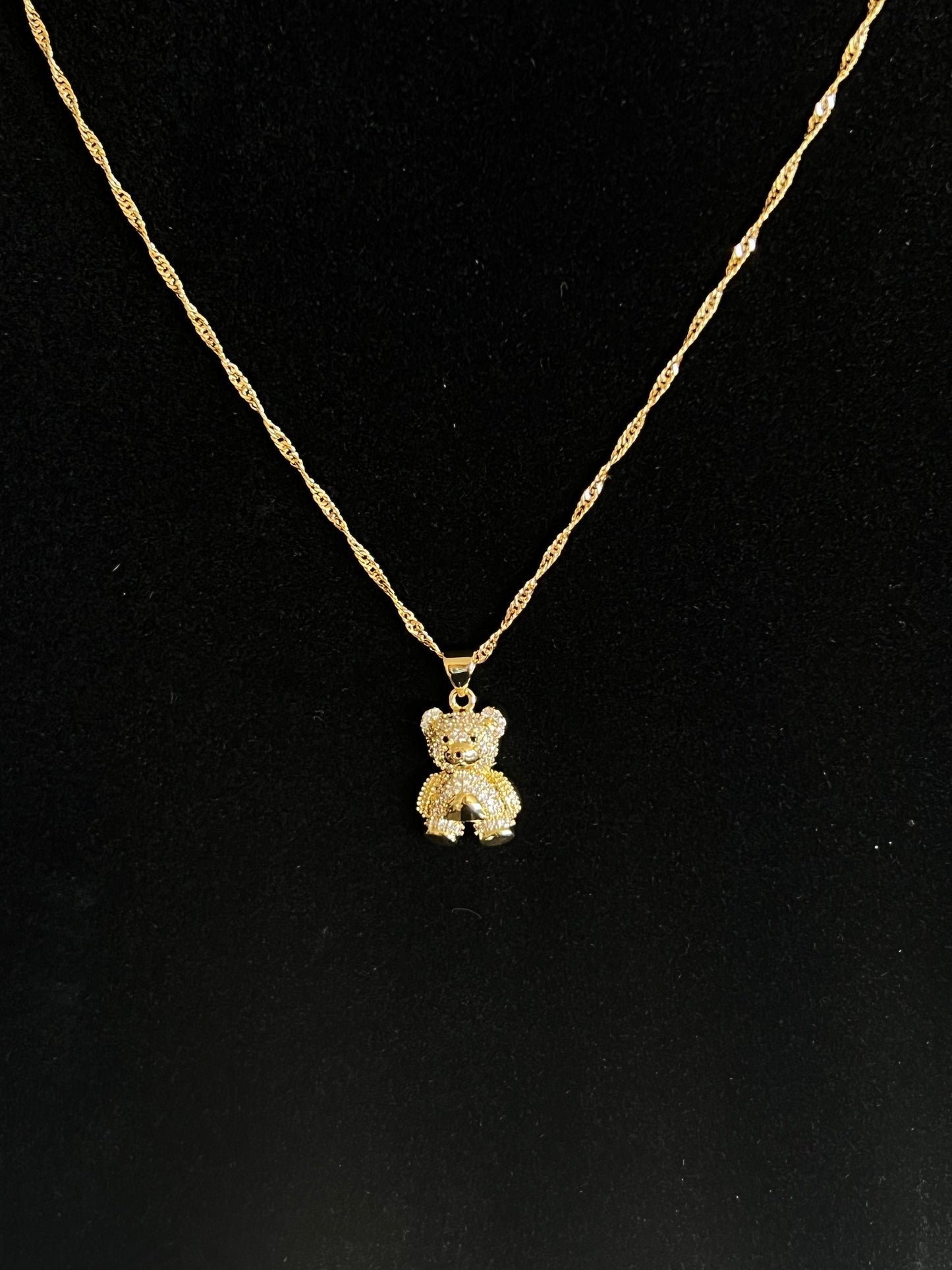 Gold Bear Charm Necklace